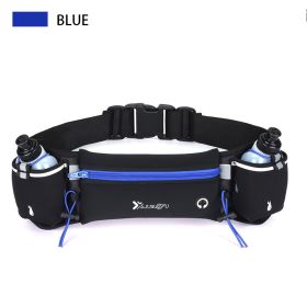 Adjustable Belt Fanny Pack With 2 Water Bottle Holder For Men And Women Perfect for a Hiking Adventure (Color: Blue)