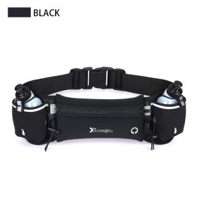 Adjustable Belt Fanny Pack With 2 Water Bottle Holder For Men And Women Perfect for a Hiking Adventure (Color: Black)