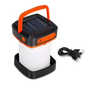 Portable USB Rechargeable Foldable/Retractable Solar Camping Lamp; Multi-Functional LED Light (Color: Orange)